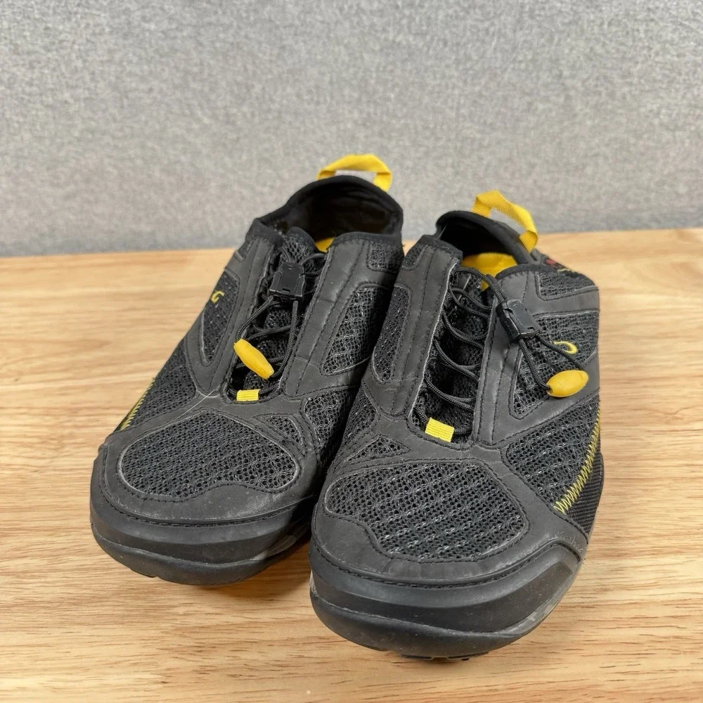 Olukai Shoes ELEU Trainer Casual Water Hawaiian Mesh Black/Yellow Mens Size 8.5